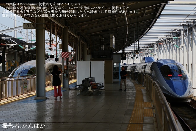 【JR西】500系V7編成博多総合車両所本所出場試運転を小倉駅で撮影した写真