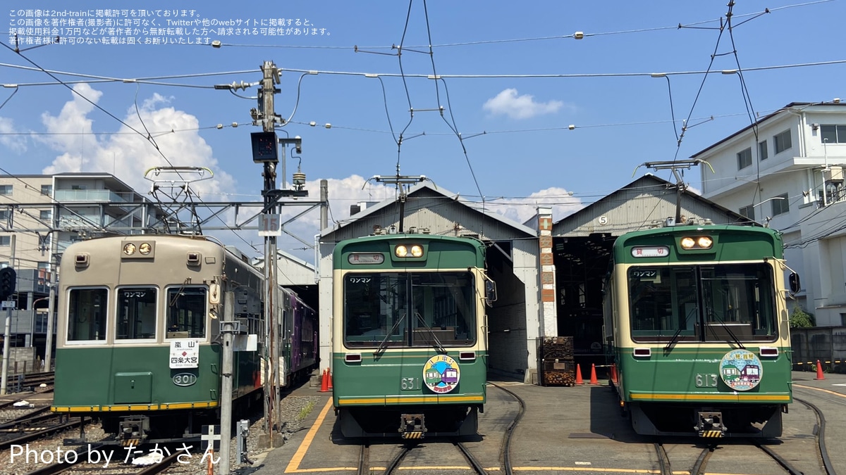 鉄道部品　嵐電（京福電鉄）　行先方向幕 嵐電(京福電車)、行先表示がLED化された612を観察する