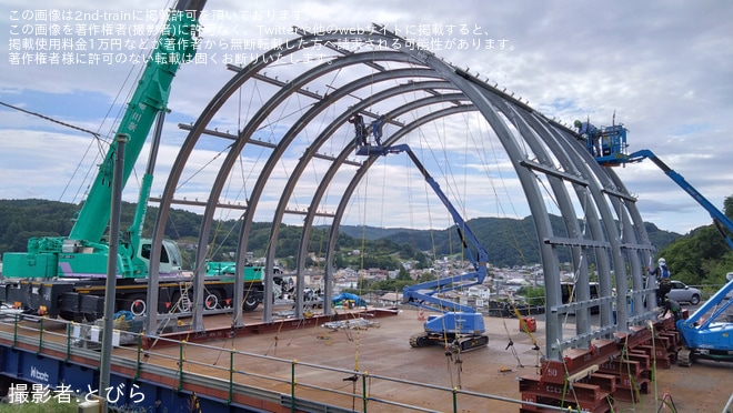 【JR東】盛岡以北320km/h化工事用の緩衝工が目撃を不明で撮影した写真