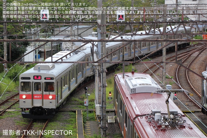 【東急】8500系8637Fが洗車と構内入換を不明で撮影した写真