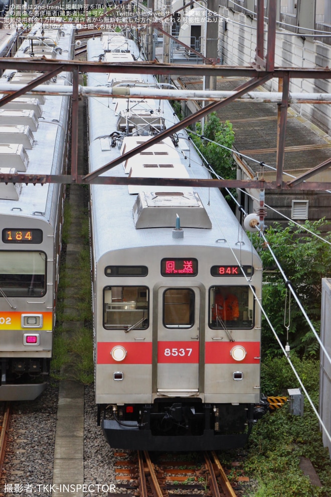 【東急】8500系8637Fが洗車と構内入換を不明で撮影した写真