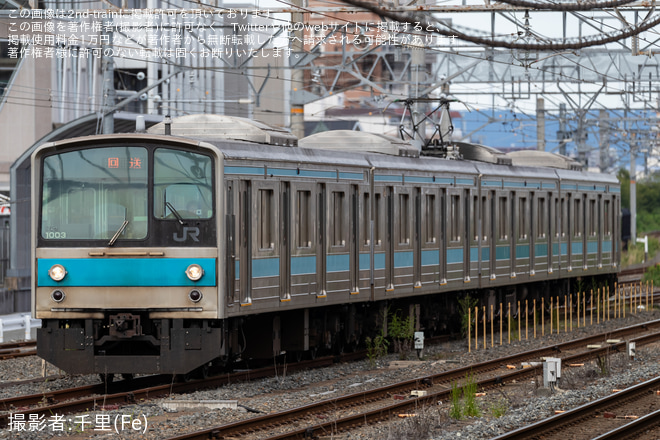 【JR西】205系NE407編成吹田総合車両所本所入場を吹田駅で撮影した写真