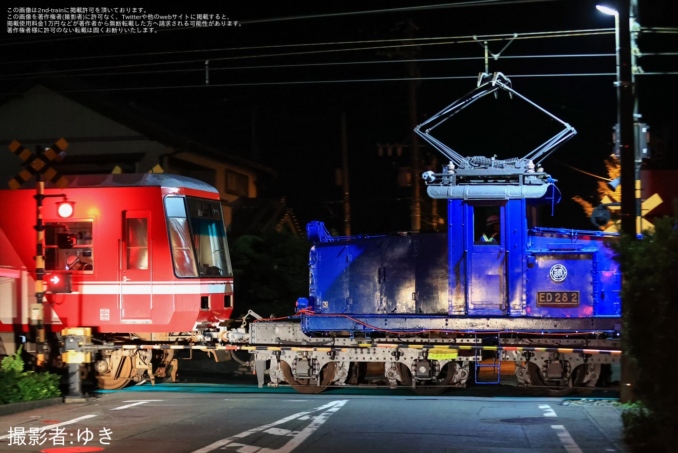 【遠鉄】ED28-2の牽引で1000形1002編成が廃車回送の拡大写真