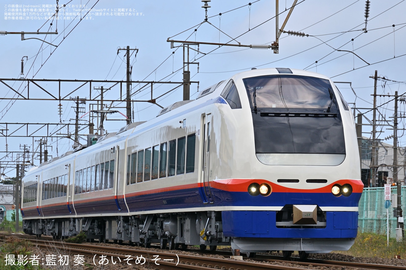 【JR東】E653系H-203編成秋田総合車両センター出場試運転の拡大写真