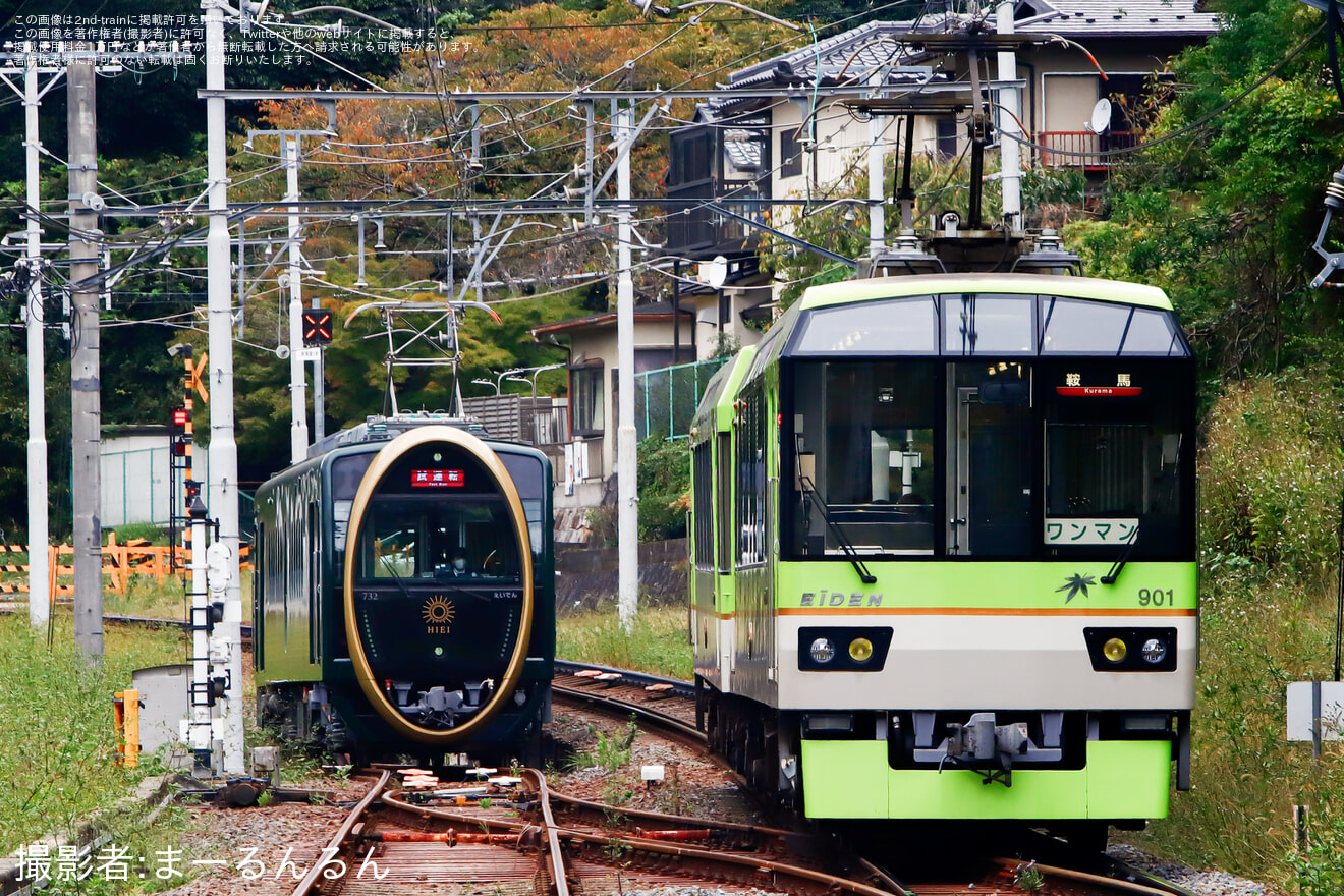 【叡電】700系 デオ730形 732号車「ひえい」修学院車庫出場試運転の拡大写真