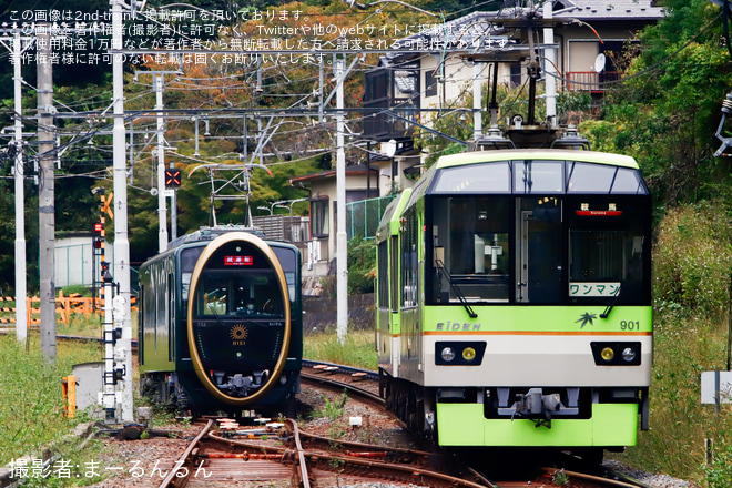 【叡電】700系 デオ730形 732号車「ひえい」修学院車庫出場試運転