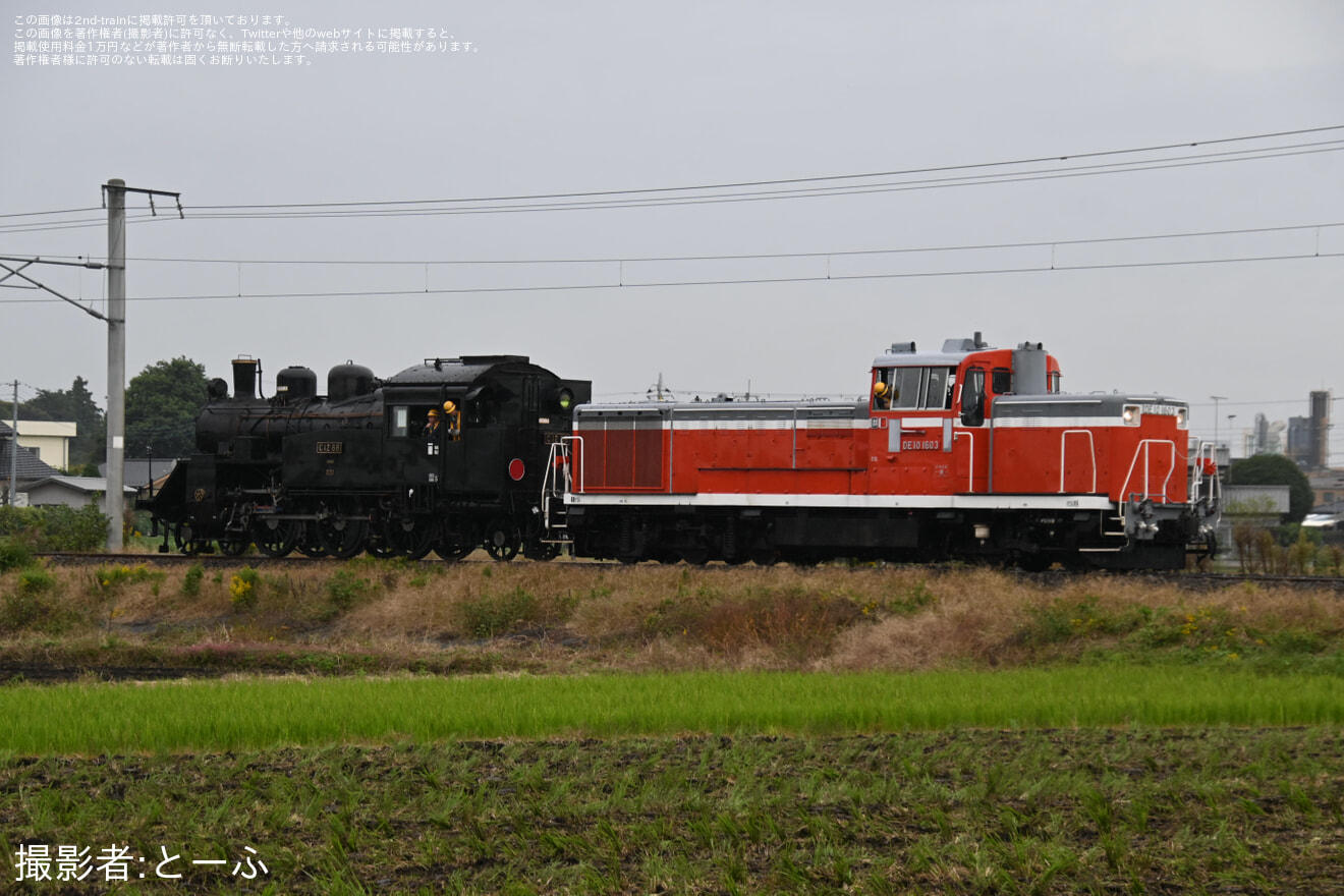 【真岡】C12-66が大宮総合車両センターを出場し所属先へ回送されるの拡大写真