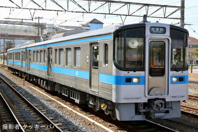 【JR四】7000系7022+7110が検査を終えて多度津工場出場