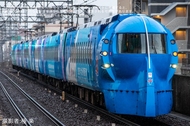 【南海】ラピート「大阪・関西万博」ラッピング車が千代田工場へを不明で撮影した写真