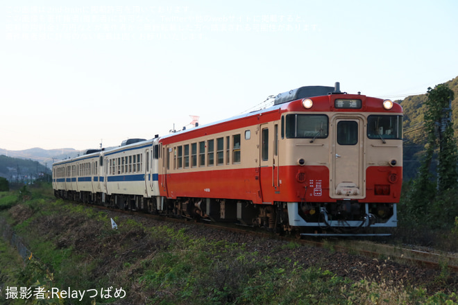 【JR九】唐津くんち増結対応で国鉄色のキハ40-8038が唐津線で運用を不明で撮影した写真