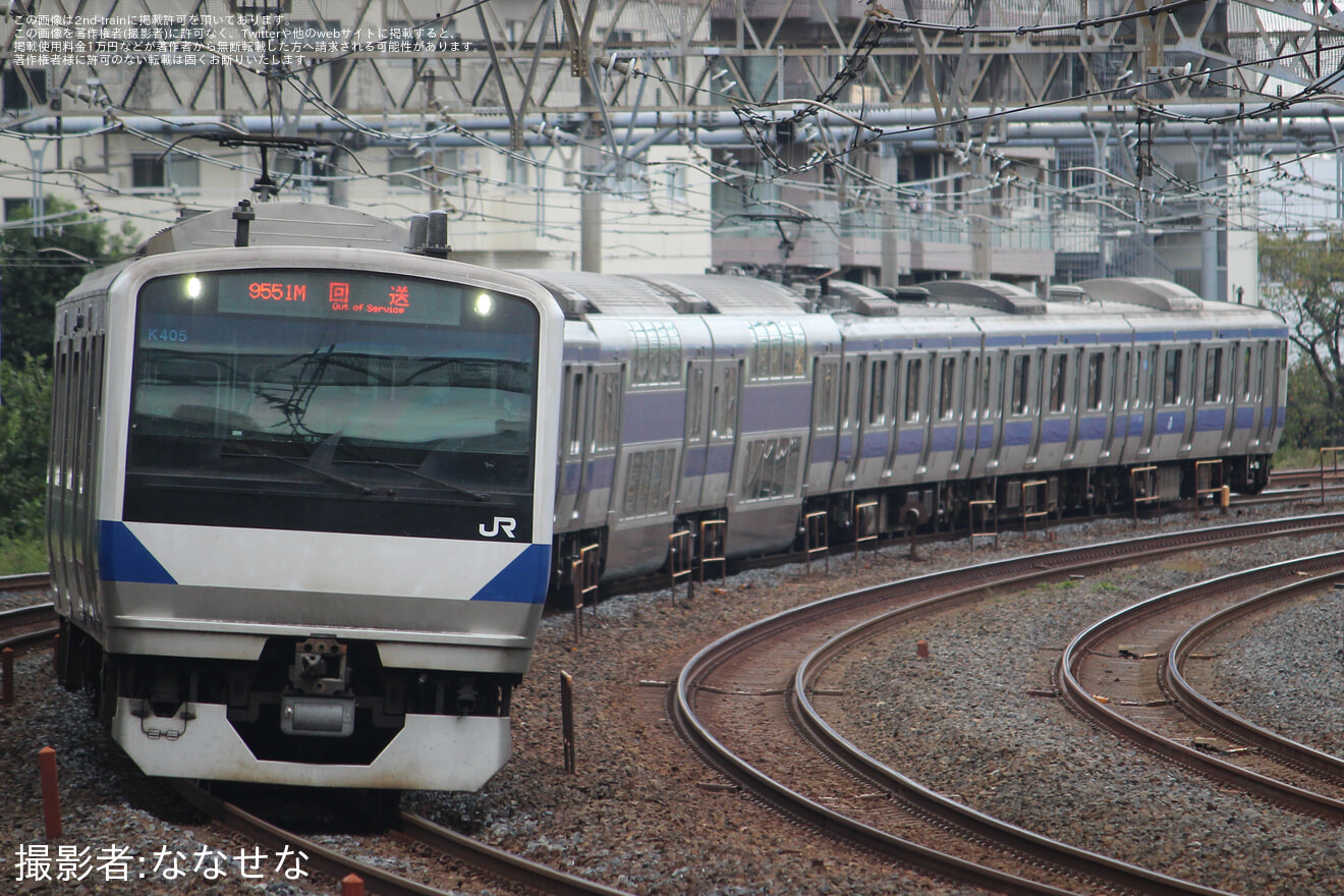 【JR東】E531系カツK405編成 大宮総合車両センター東大宮センターへ回送の拡大写真