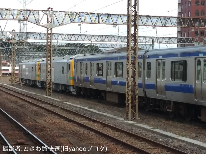 【JR東】GV-E197系TS-06編成+E531系K551編成が水戸駅構内で 連結訓練