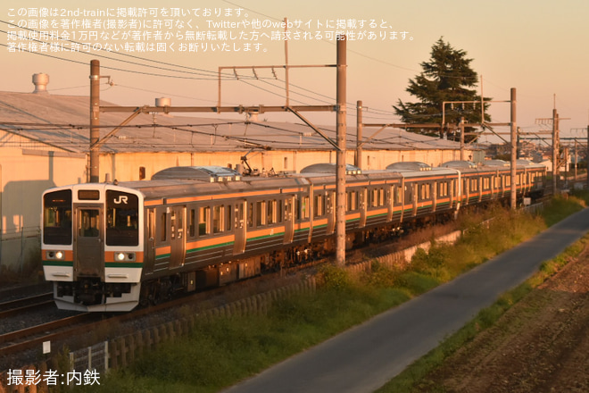 【JR東】211系 C17編成大宮総合車両センター出場回送を深谷～岡部間で撮影した写真