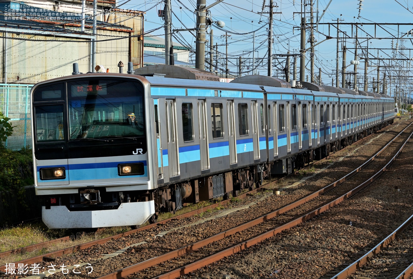 【JR東】E231系800番台K2編成秋田総合車両センター構内試運転の拡大写真