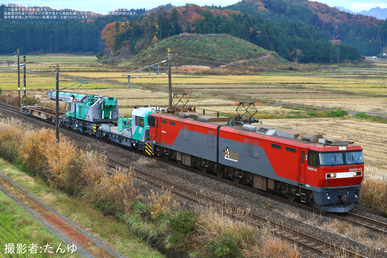 【JR貨】鉄道クレーン車甲種輸送(20241116)の拡大写真