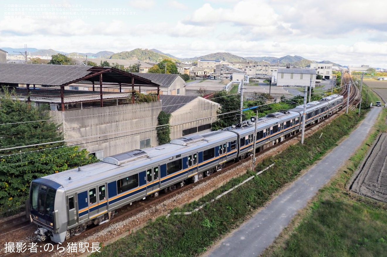 【JR西】207系T4編成網干総合車両所本所出場試運転(202411)の拡大写真