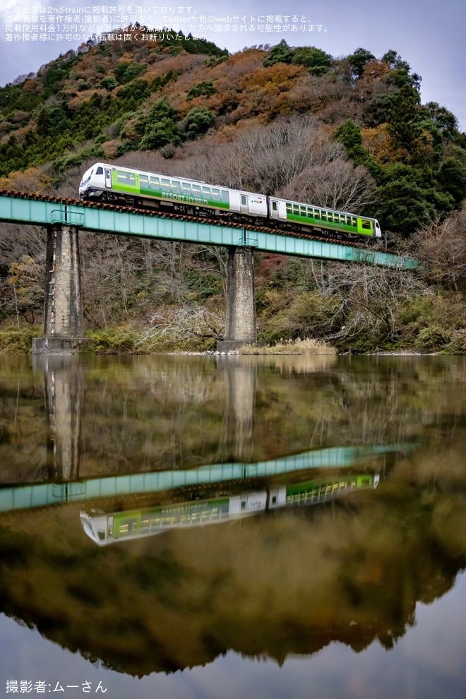 【JR東】「リゾートビューふるさと」水郡線初運行「団体臨時列車『リゾートビュー奥久慈号』で行く!大子町体験ツアー」が催行を不明で撮影した写真