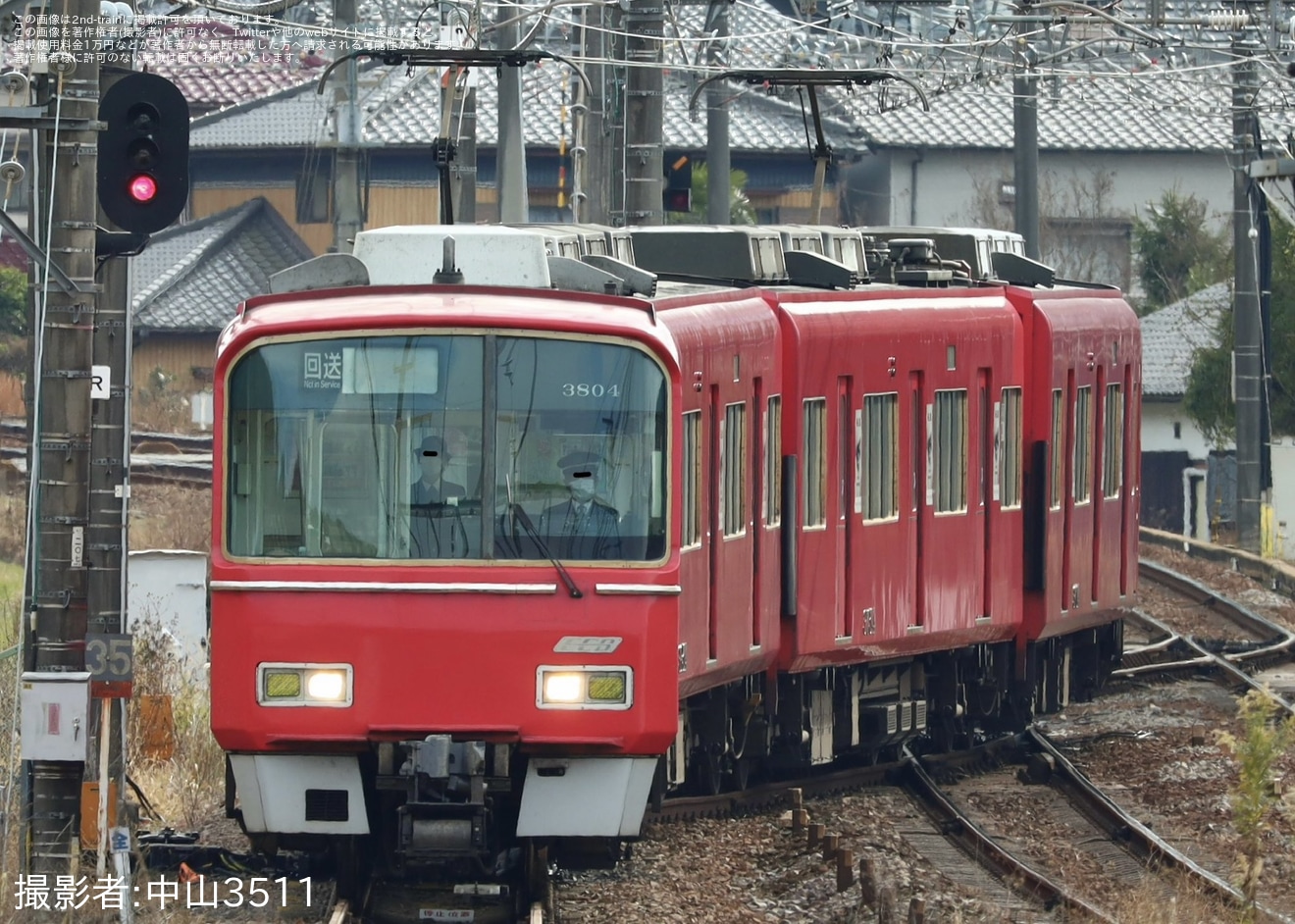 【名鉄】3700系3704F舞木検査場入場回送の拡大写真