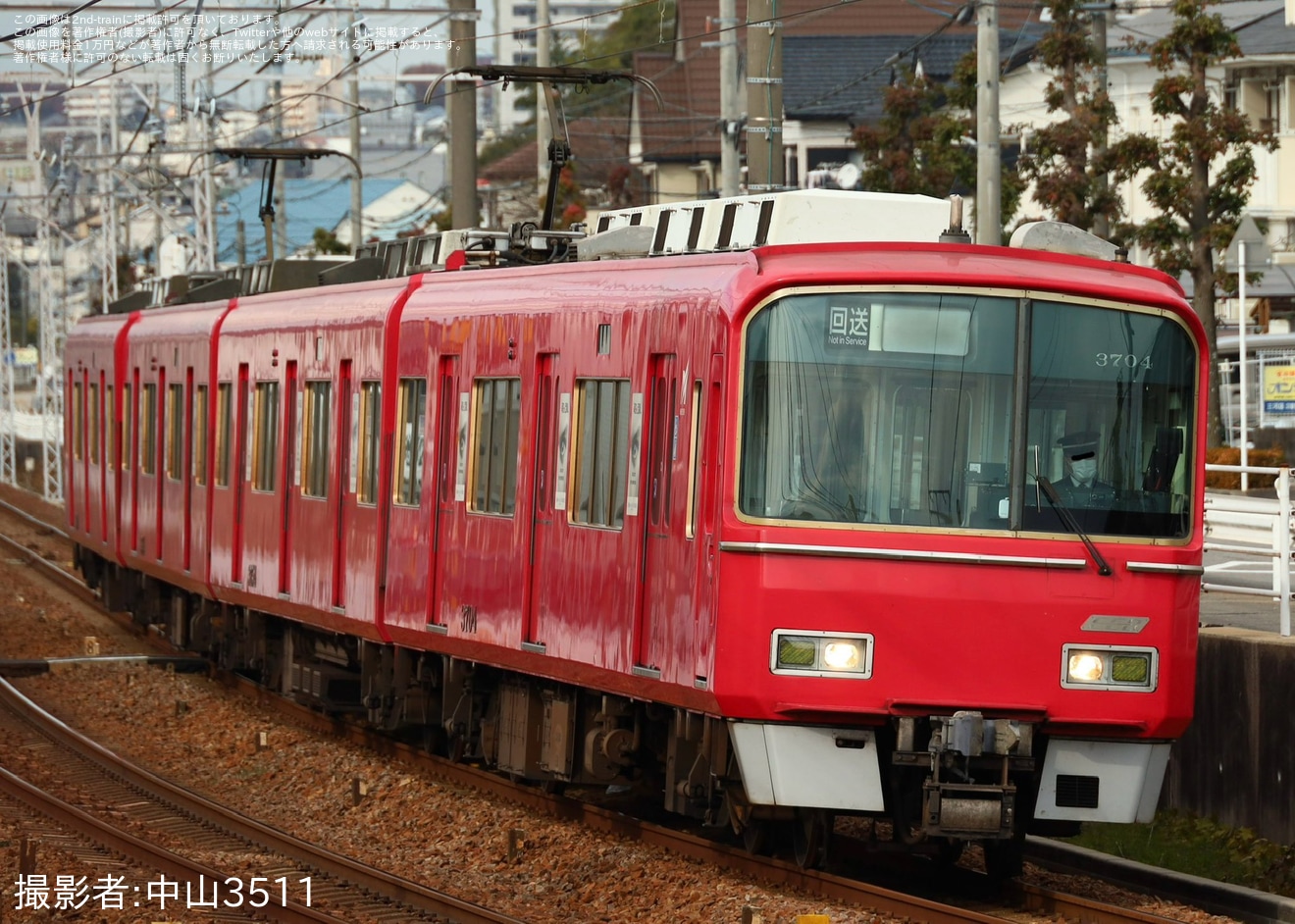 【名鉄】3700系3704F舞木検査場入場回送の拡大写真