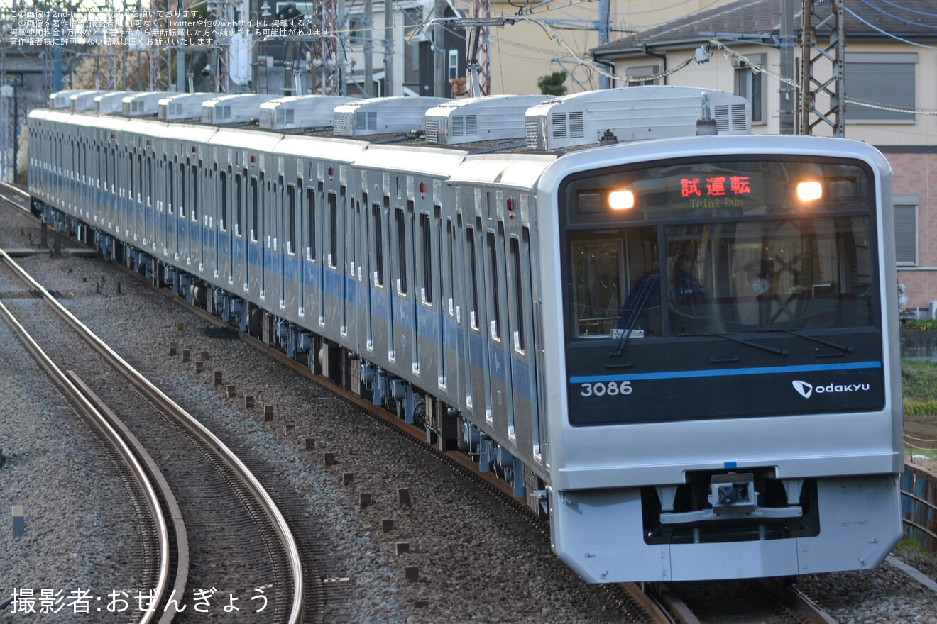 【小田急】3000形3086F(3086×10)全般検査明け試運転の拡大写真