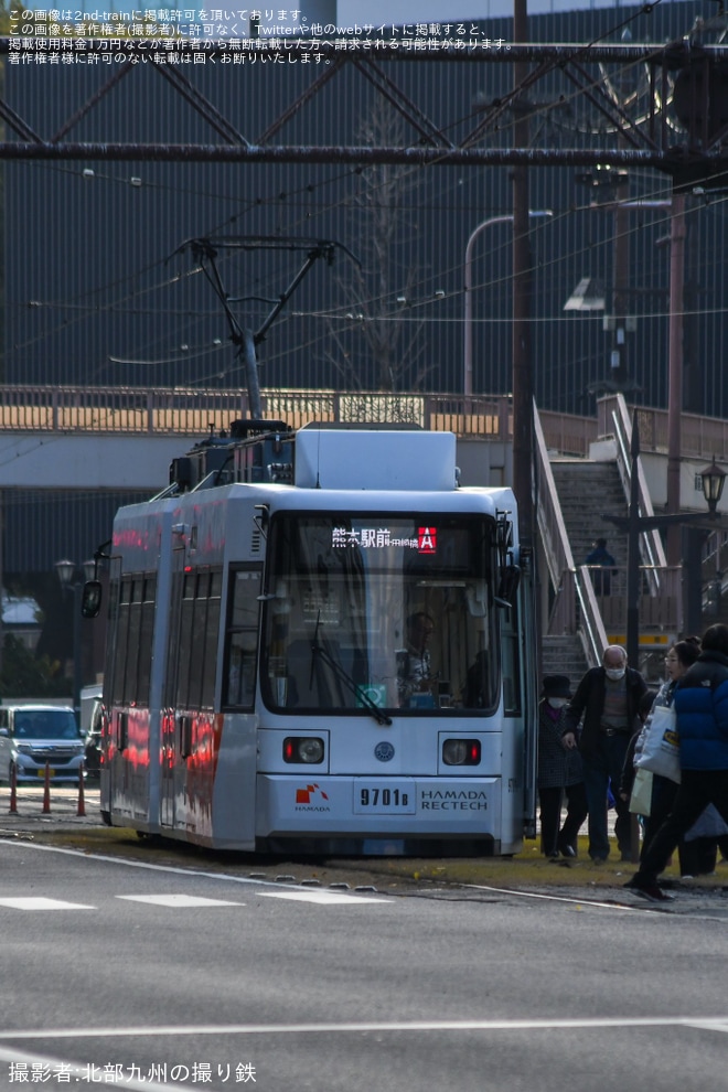 【熊本市営】9700形9701が花畑町〜熊本城市役所前間で脱線