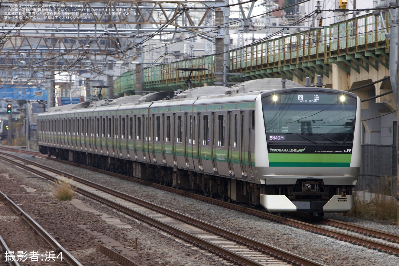 【JR東】E233系H011編成東京総合車両センター入場回送(202501)の拡大写真