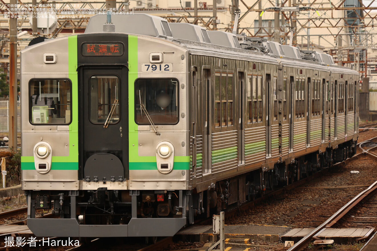 【養老】7700系TQ12が塩浜検修車庫を出場し試運転の拡大写真