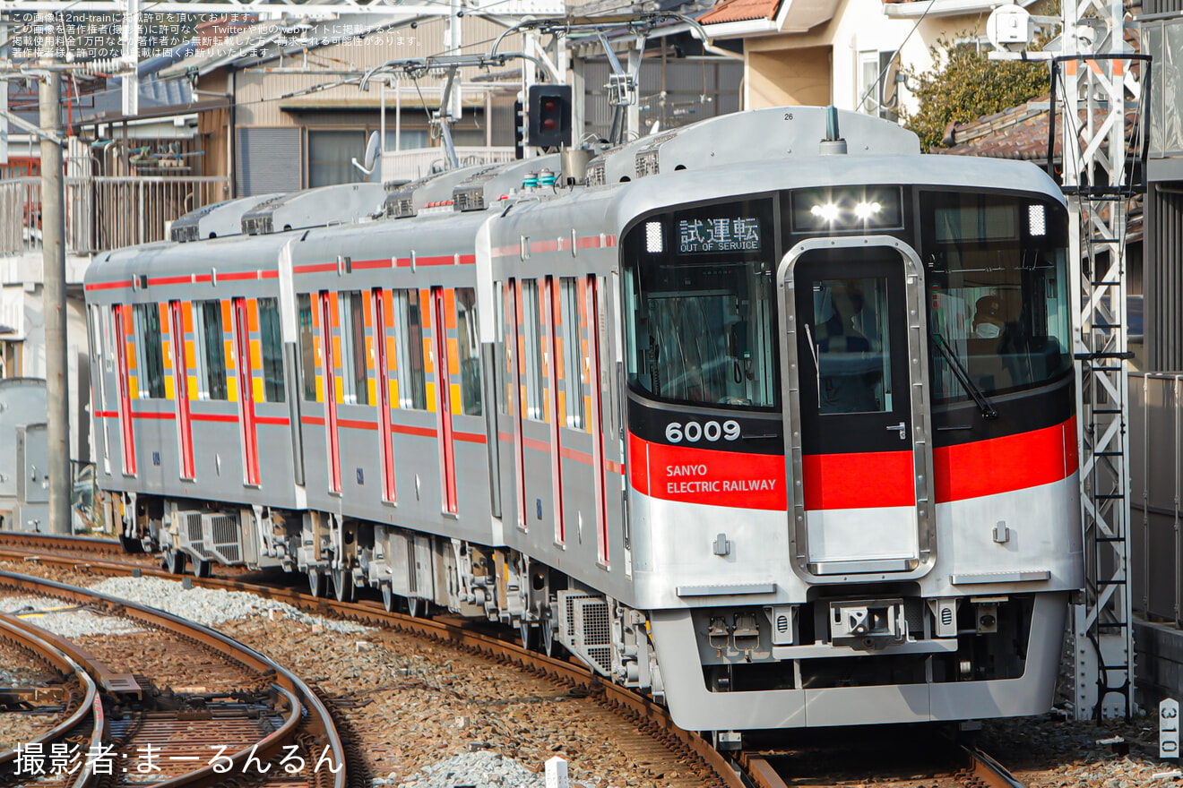 【山陽】6000系6009F東二見工場出場試運転の拡大写真