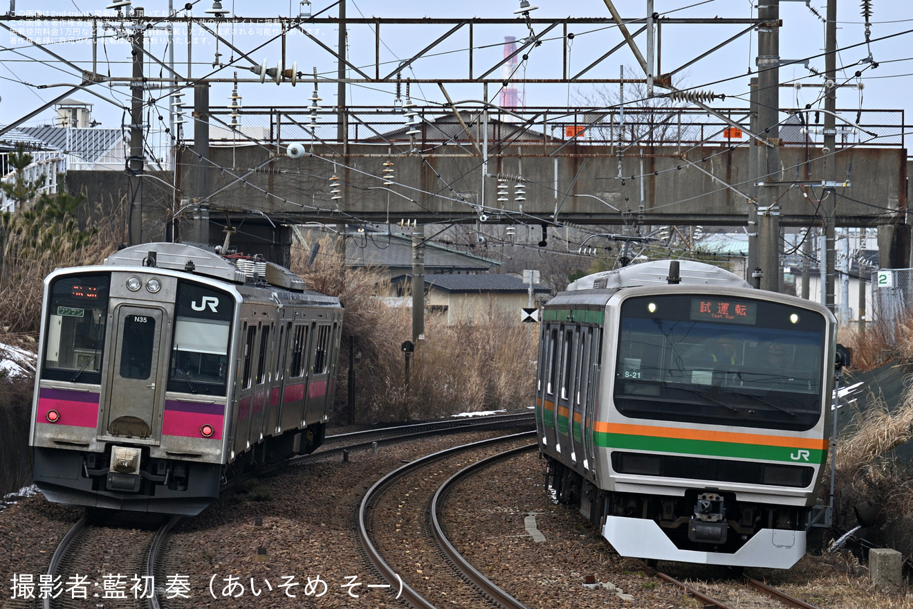 【JR東】E231系S-21編成秋田総合車両センター構内試運転の拡大写真