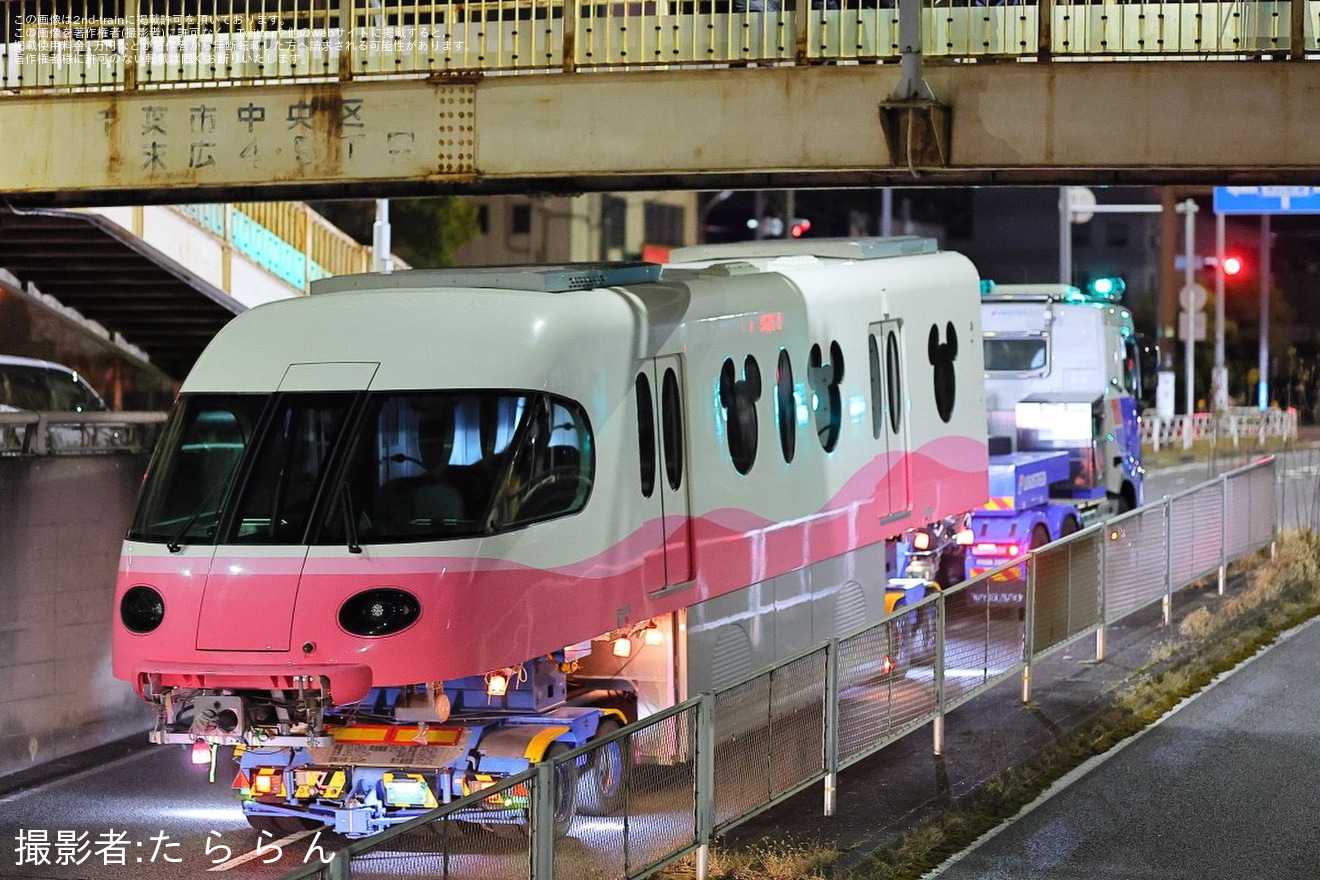 【舞浜リ】リゾートライナー (Type C)第102編成宗吾参道車両基地へ陸送の拡大写真