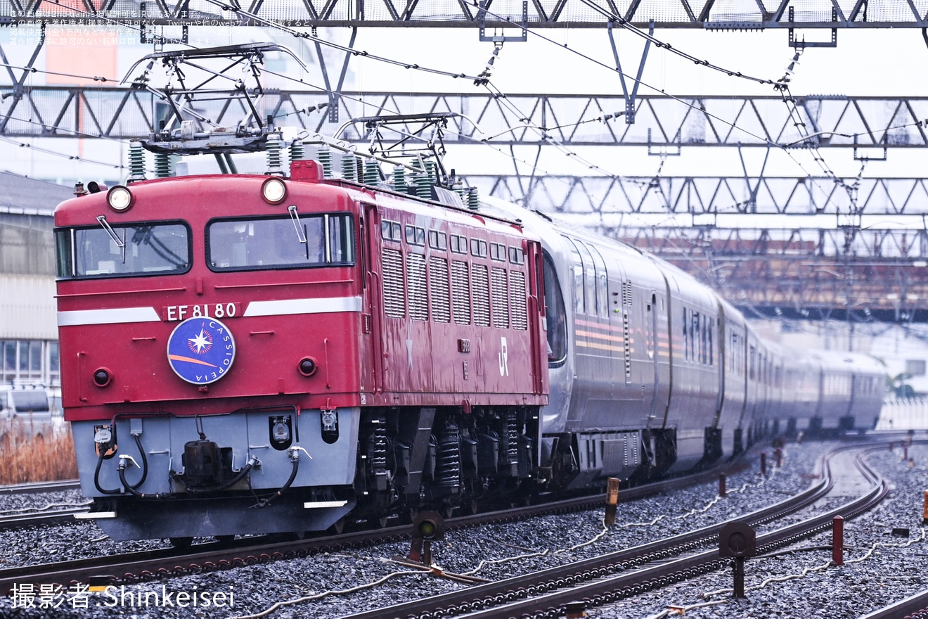 【JR東】EF81-80牽引仙台行きカシオペア紀行運転(202502)の拡大写真