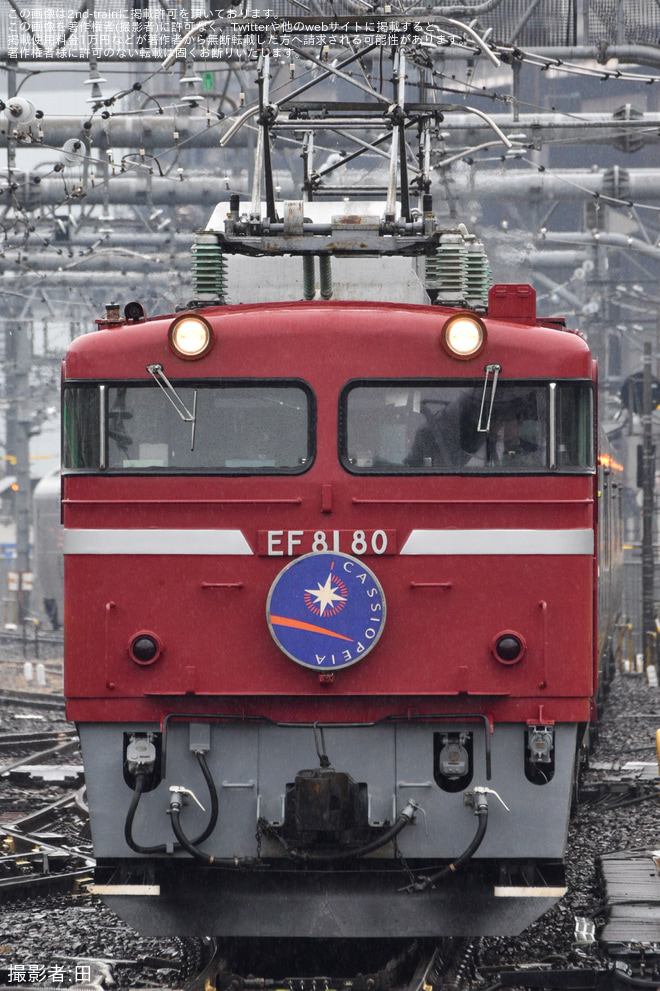 【JR東】EF81-80牽引仙台行きカシオペア紀行運転(202502)を大宮駅で撮影した写真