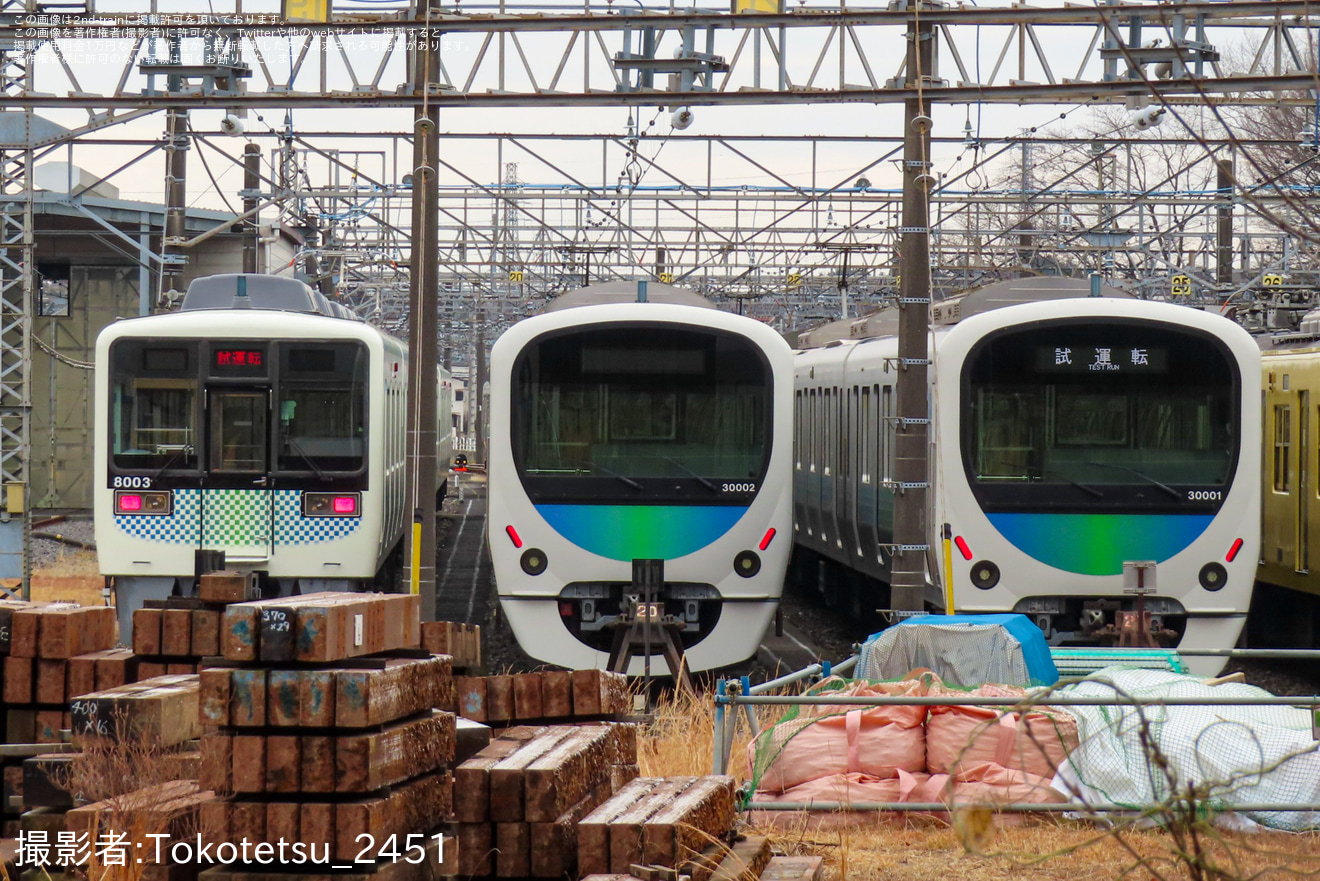 【西武】30000系30101F 武蔵丘車両検修場出場試運転(20250203)の拡大写真