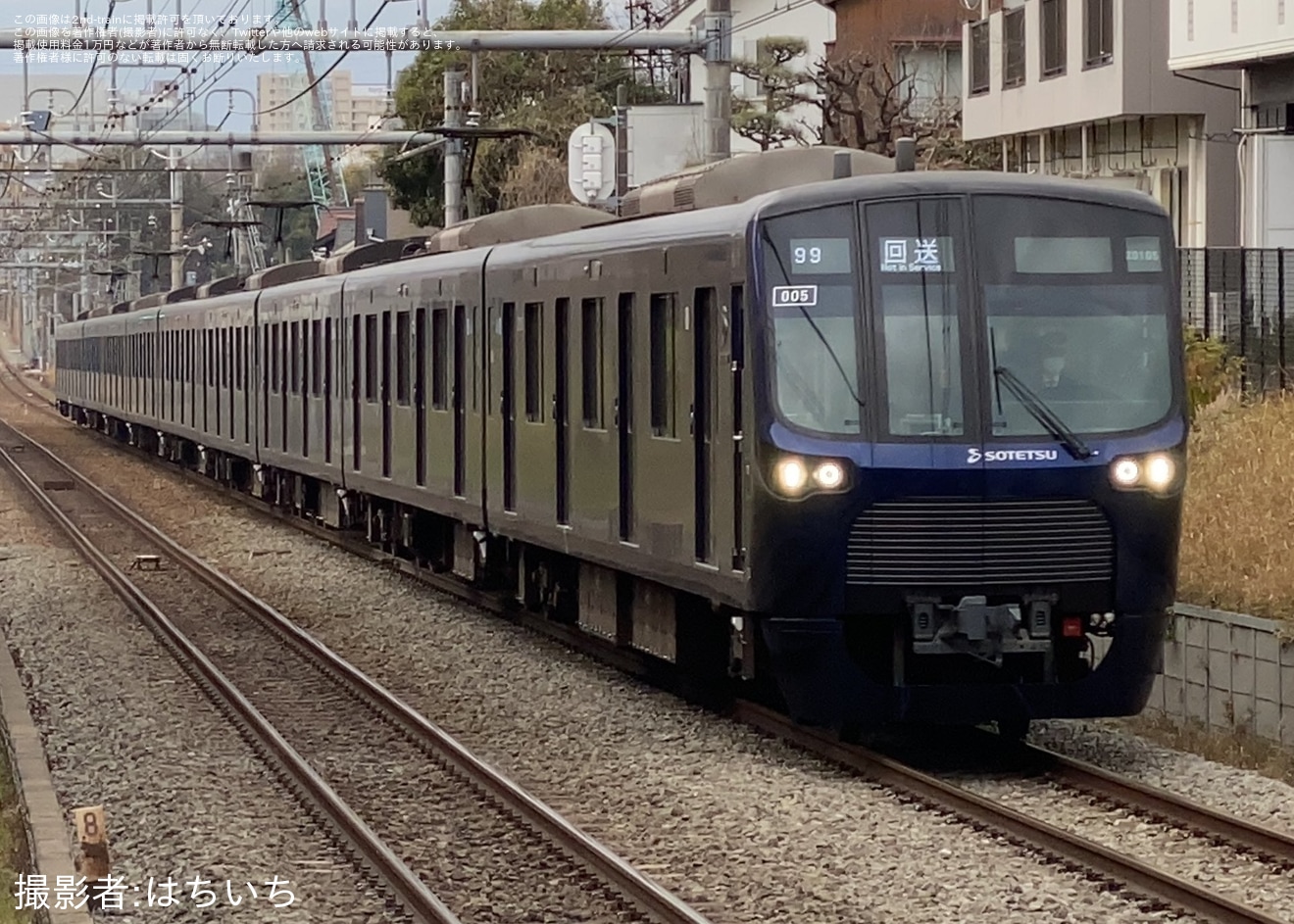 【相鉄】20000系20105F(20105×10)かしわ台車両センター出場試運転の拡大写真