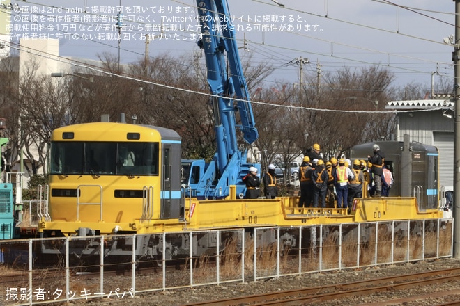 【JR四】初めて9000系にレール積み下ろし訓練を多度津駅で撮影した写真