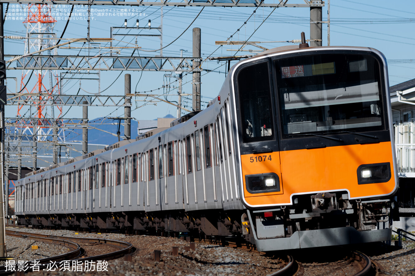 【東武】50050系51074F 川越整備所入場回送の拡大写真