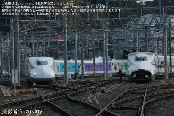 【JR海】「Wonderful Dreams Shinkansen」ラッピングが構内試運転を不明で撮影した写真