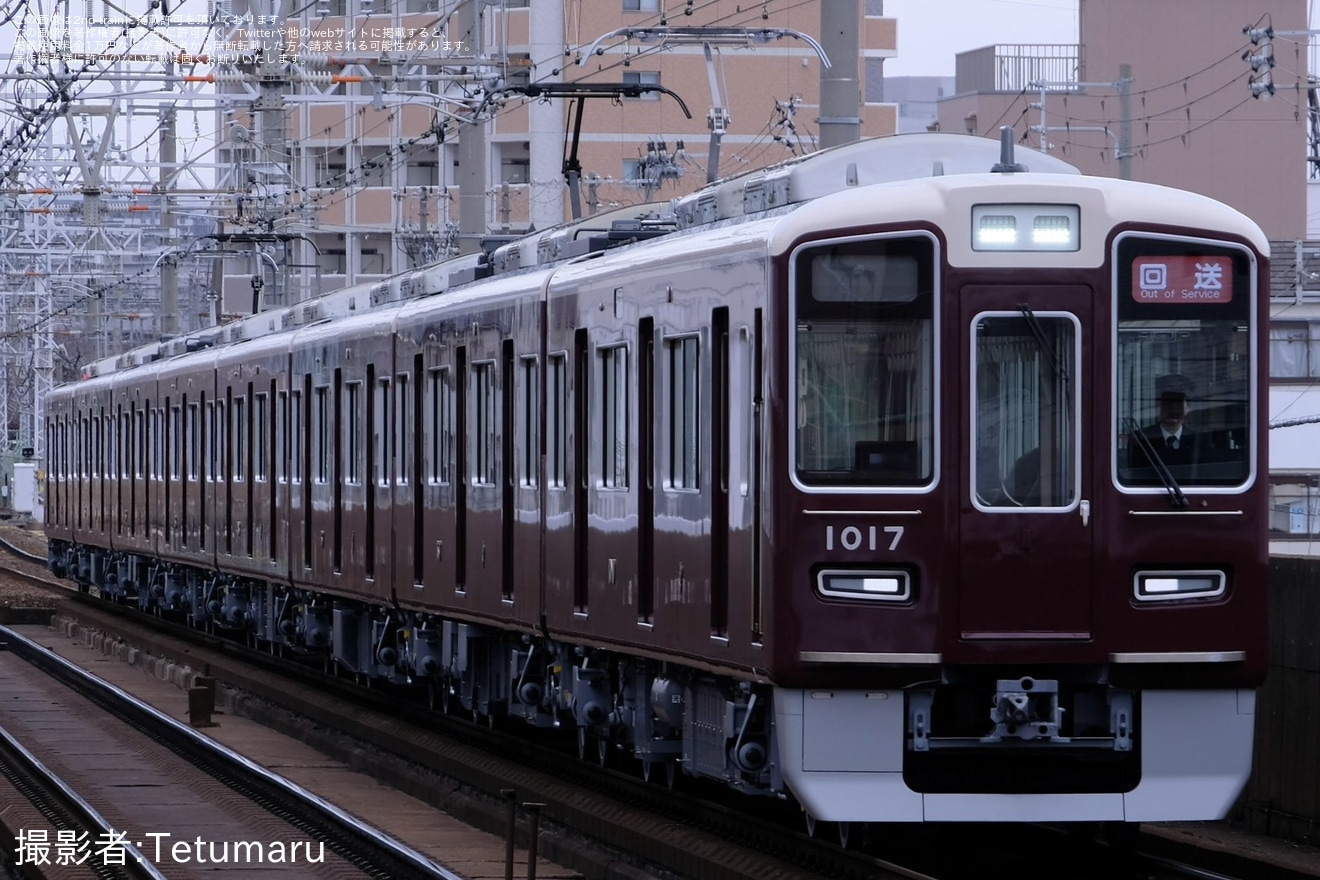 【阪急】1000系1017F正雀工場出場回送の拡大写真