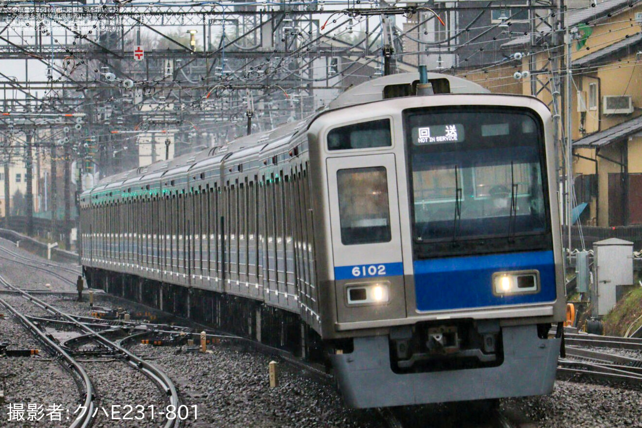 【西武】6000系6102F武蔵丘車両検修場入場の拡大写真