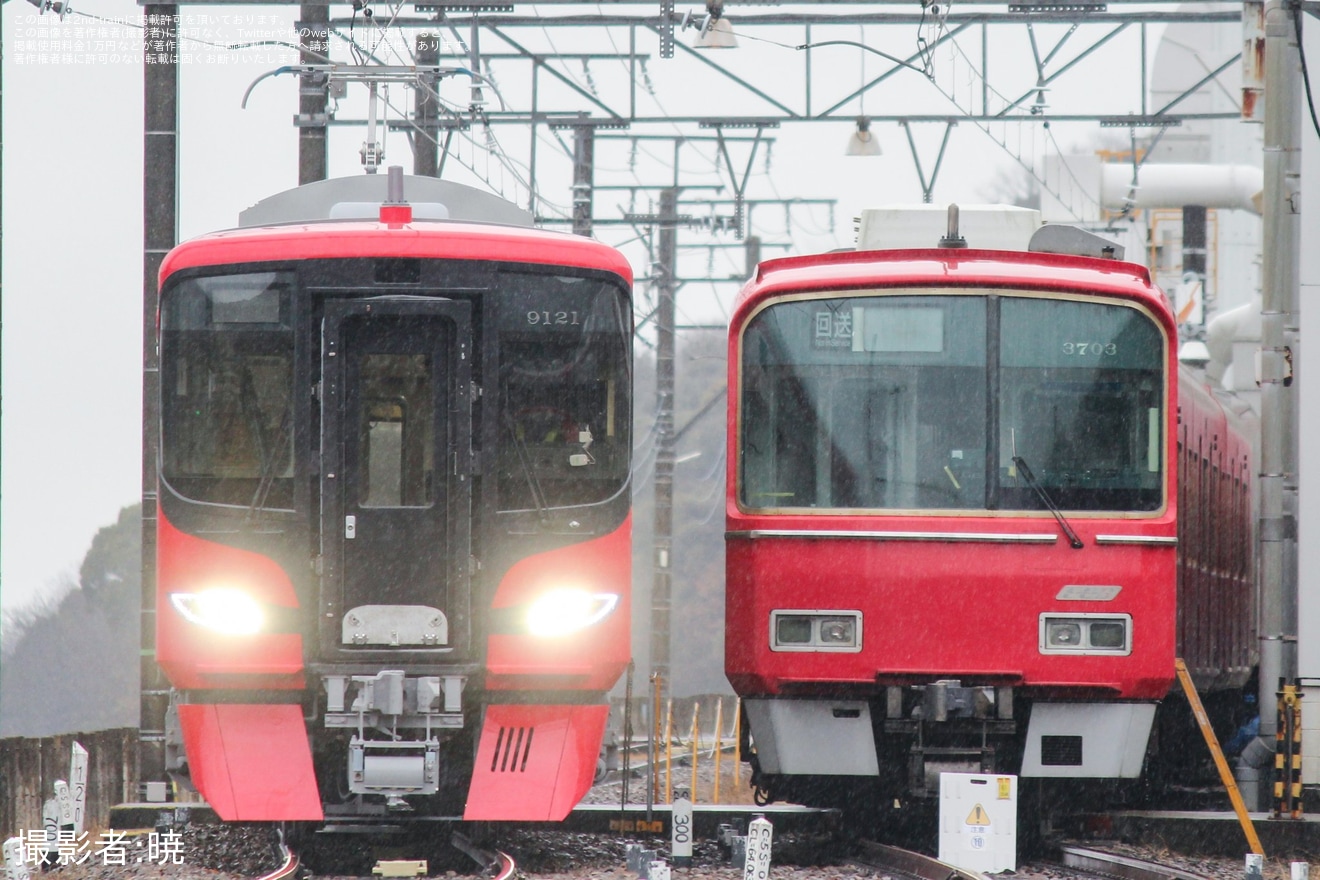 【名鉄】9100系9121Fが構内入換の拡大写真