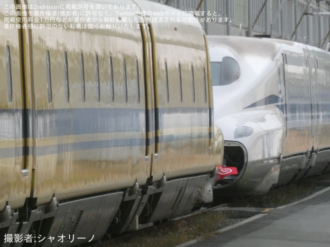 【JR海】ドクターイエロー 923形新幹線総合軌道試験車 T4編成が解体庫へを浜松工場付近で撮影した写真