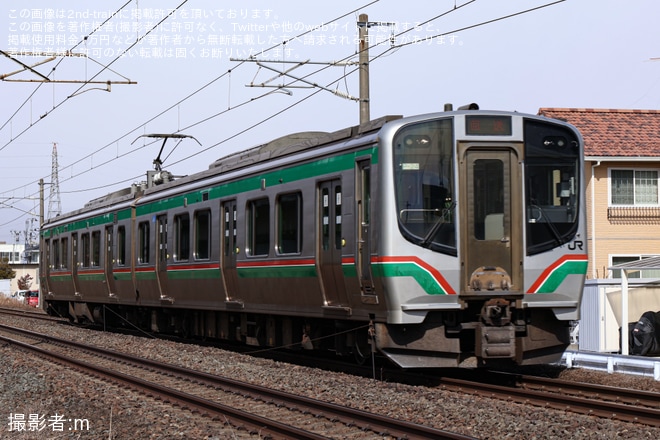 【JR東】E721系0番台P-24編成郡山総合車両センター入場回送を不明で撮影した写真