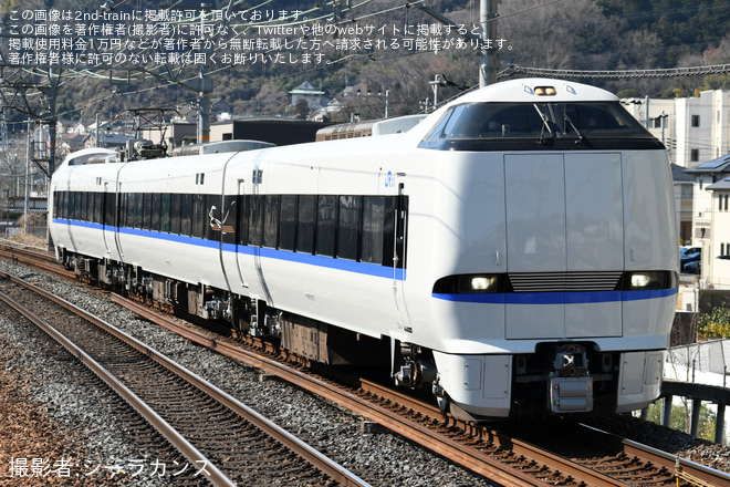 【JR西】683系A03編成吹田総合車両所本所出場試運転を島本駅で撮影した写真