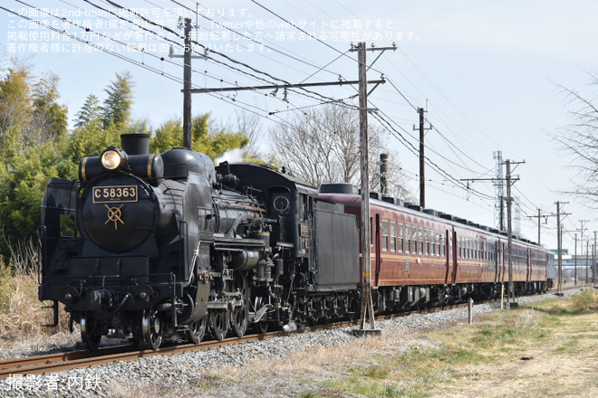 【秩鉄】C58-363+12系4両+デキ201でのパレオエクスプレス試運転 を不明で撮影した写真