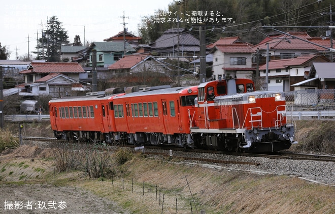 【JR西】キハ47-170とキハ40-2048後藤総合車両所本所出場配給を不明で撮影した写真