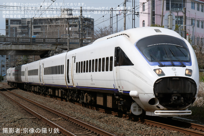 【JR九】885系SM2編成小倉総合車両センター入場を東郷～赤間間で撮影した写真