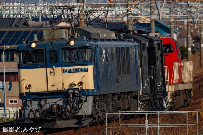 【JR貨】EF64-1037+ヨ8632+ヨ8450+DD200-18が稲沢から回送