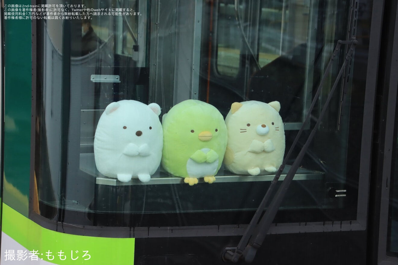 【京阪】「すみっコぐらし わくわくパーク～みんなでつくる にじいろのおもいで～」ヘッドマークを取り付け開始の拡大写真