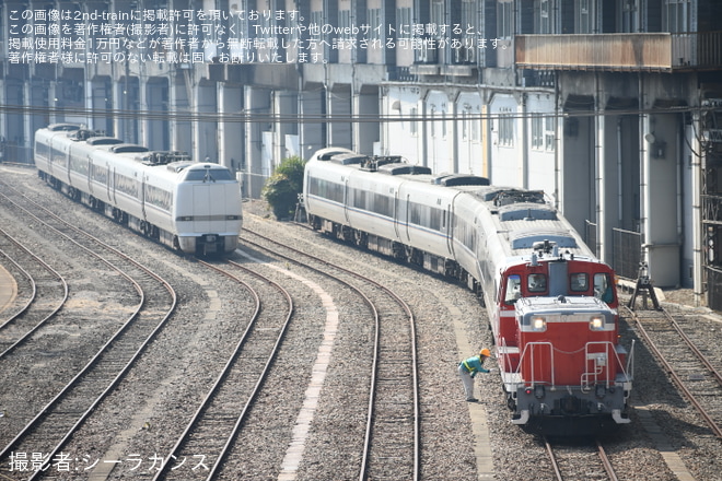 【JR西】681系W21編成 宮原疎開返却回送を網干総合車両所宮原支所で撮影した写真