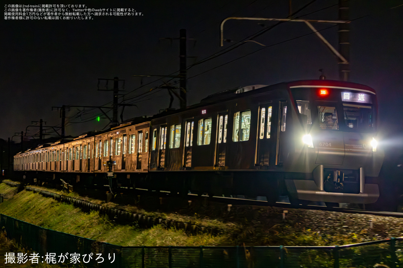 【東急】6000系6104Fが夜間に恩田へ回送の拡大写真